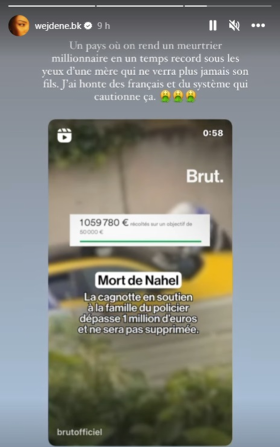 Wejdene exprime son dégoût envers les Français suite à l'affaire Nahel